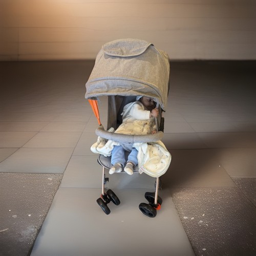 Grey folding single pushchair - folding,