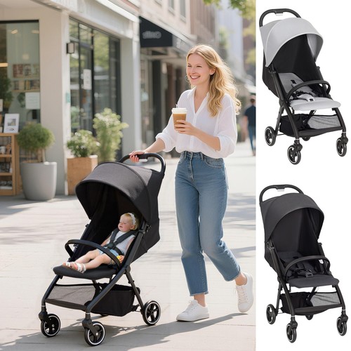 Folding pushchair with canopy - with,